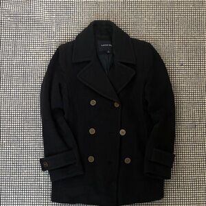 Lands' End Black Double-Breasted Wool Peacoat